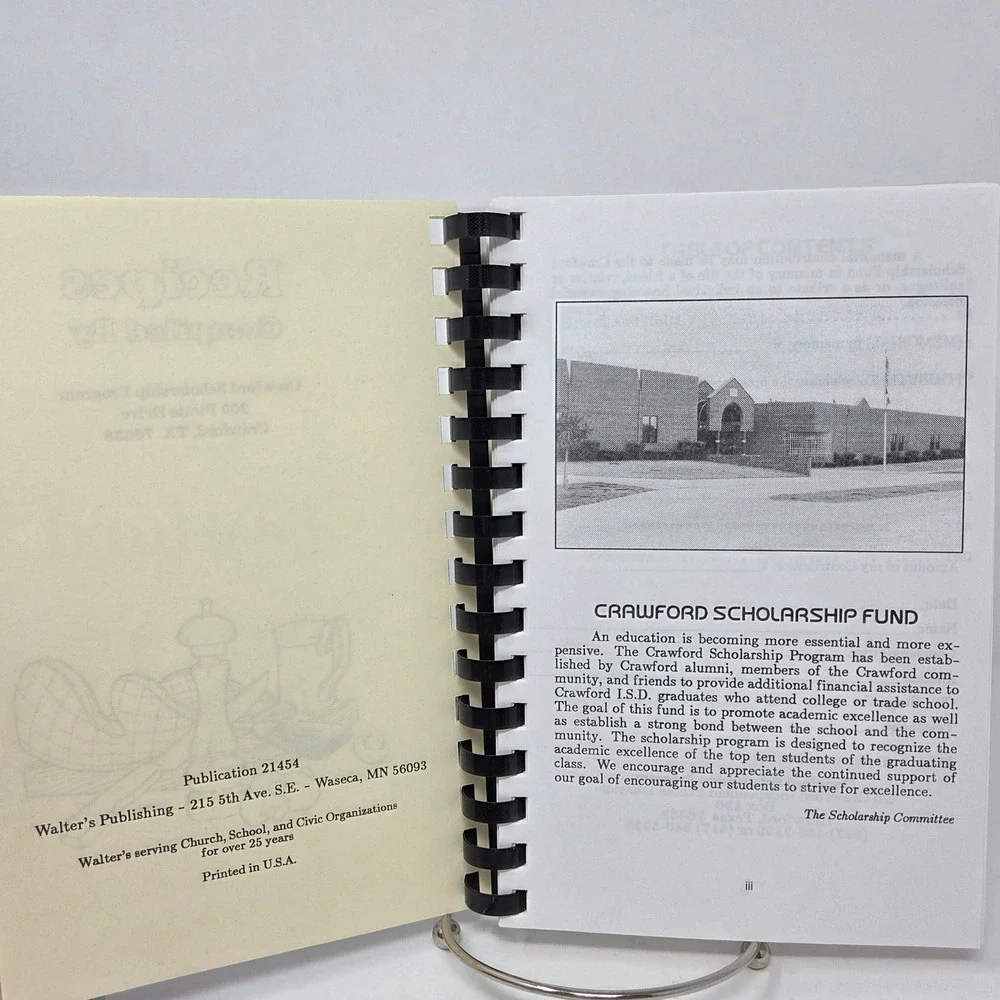 Taste of Crawford Texas Community Cookbook Spiral Bound Benefit Recipes 21454